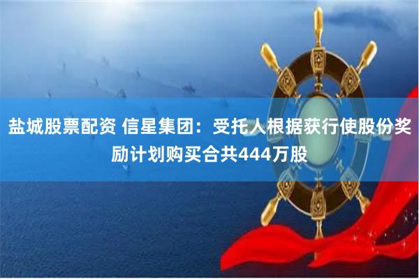 盐城股票配资 信星集团：受托人根据获行使股份奖励计划购买合共444万股